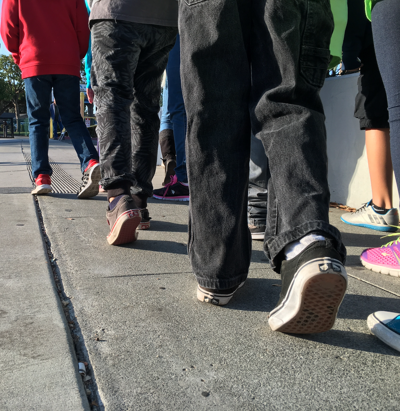 Closeup of children walking