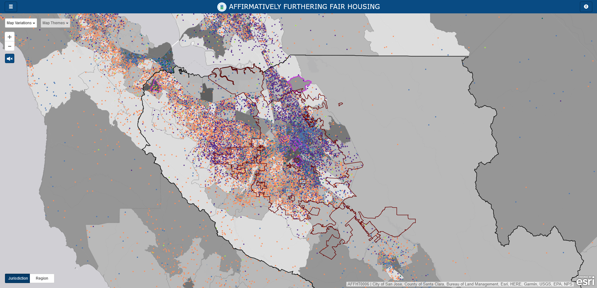 Map with purple and red overlay