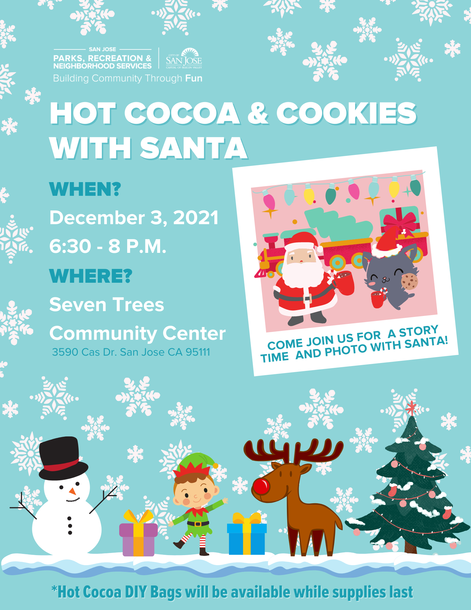 Seven Trees Hot Cocoa & Cookies with Santa Flyer