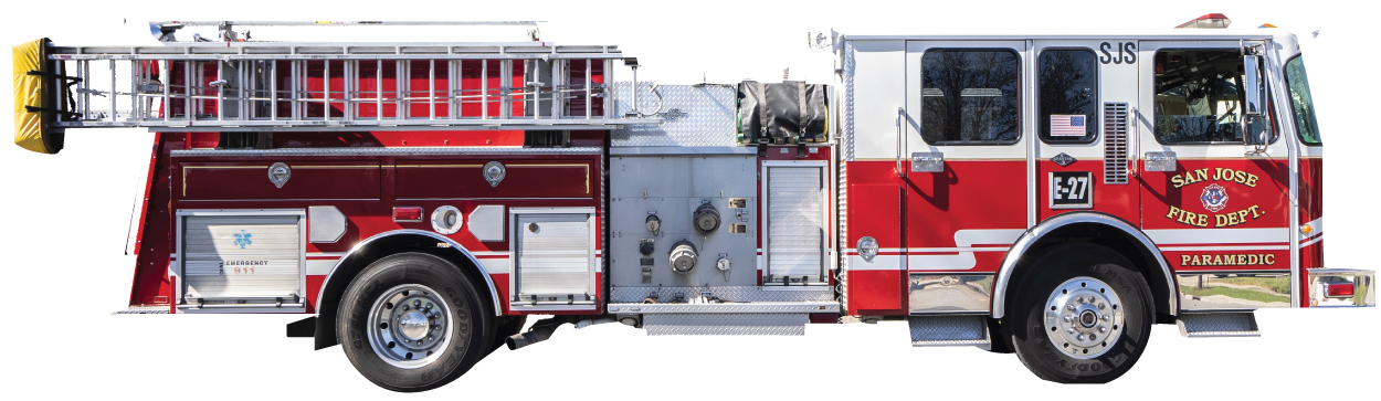 A cut-out image of an SJFD Type 1 Fire Engine.