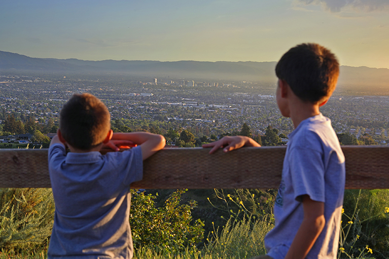 Kids overlooking the view at Alum Rock Park