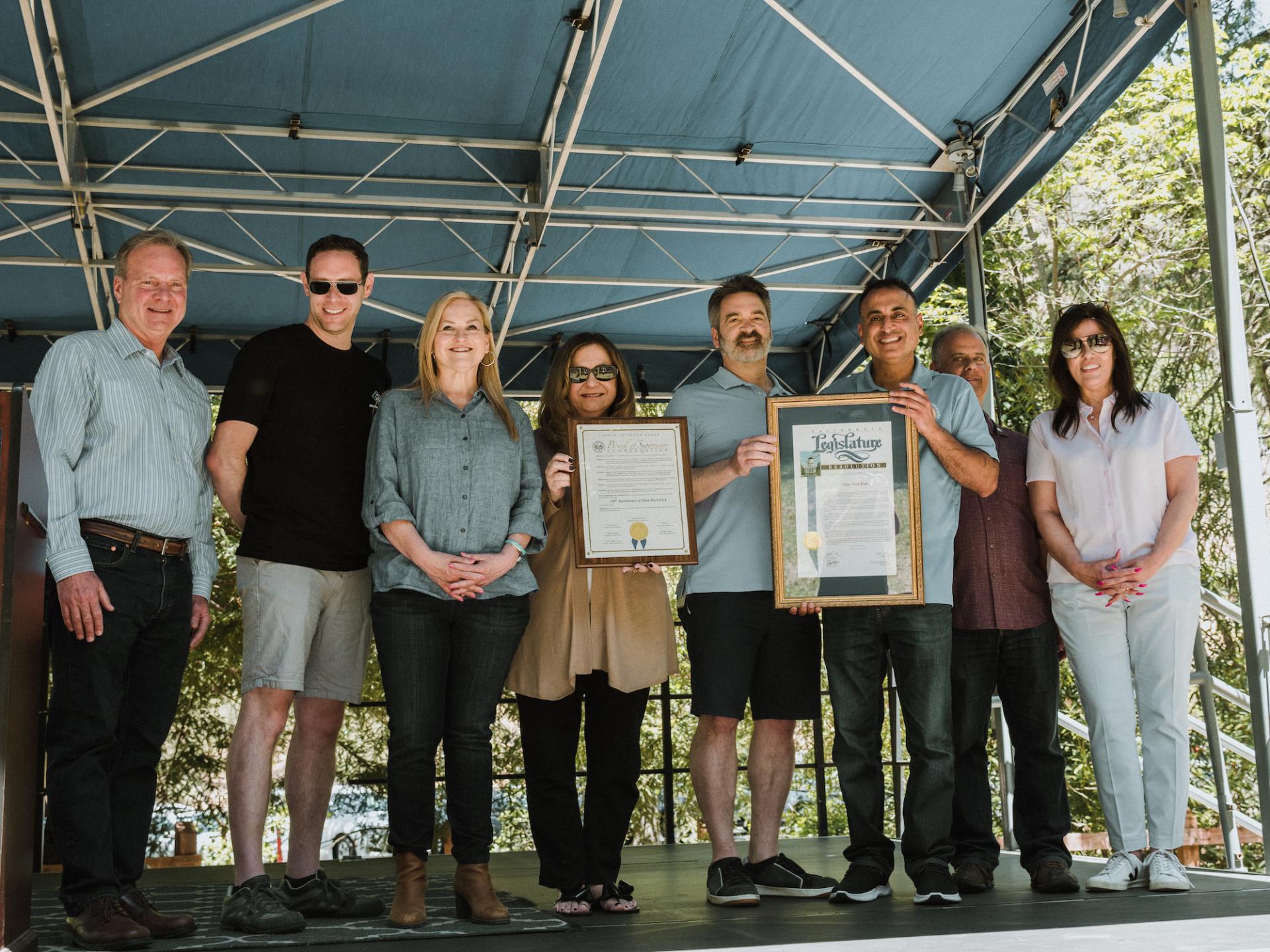 State, county, and City representatives at Alum Rock Park 150th Anniversary Celebration