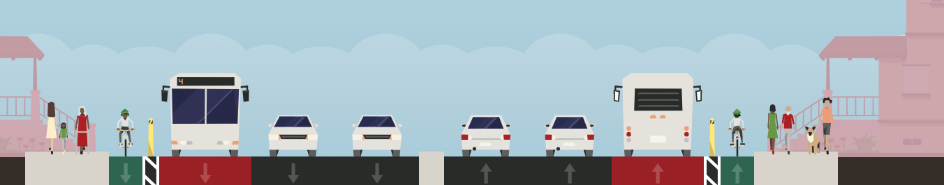 Conceptual view of bus-only lane between Communications Hill Boulevard and Monterey Road