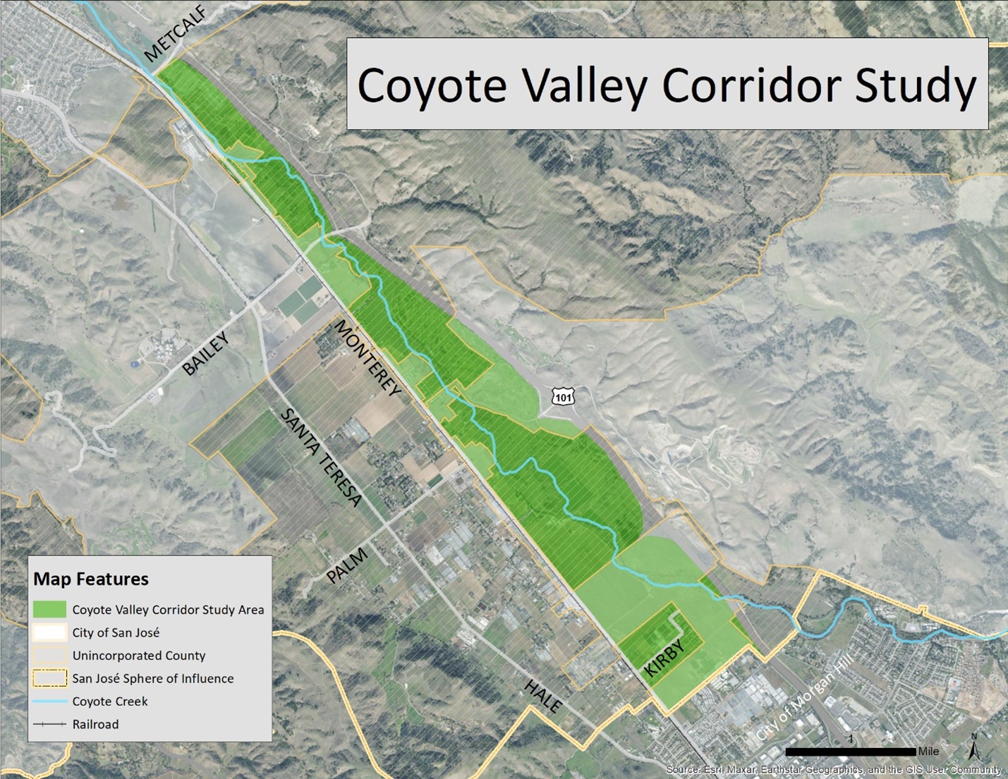 Coyote valley Corridor Study map