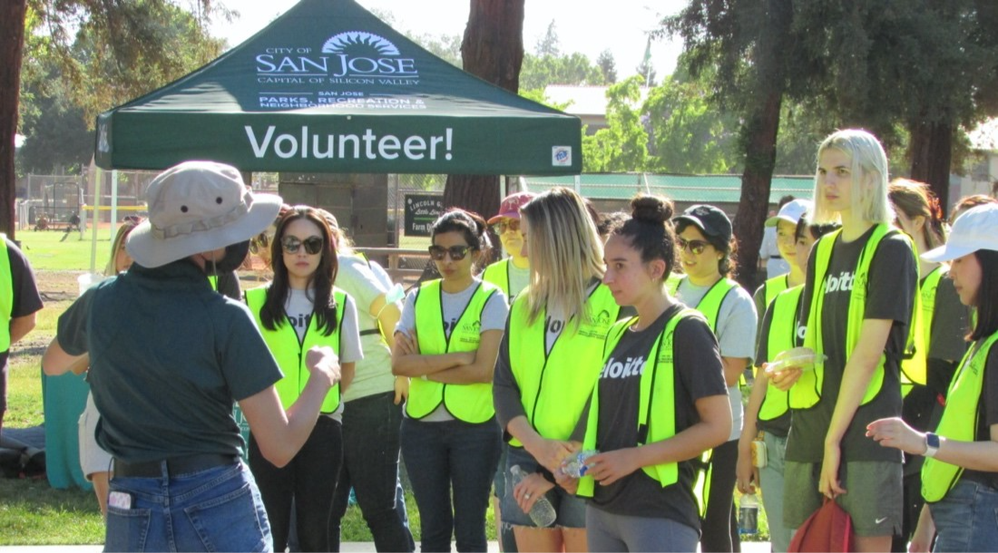 Volunteers at event briefing