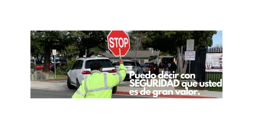 A crossing guard holding a stop sign and a caption that reads, "It is SAFE to say you are the best!"