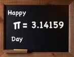 A blackboard with writing that says, "Happy Pi Day"