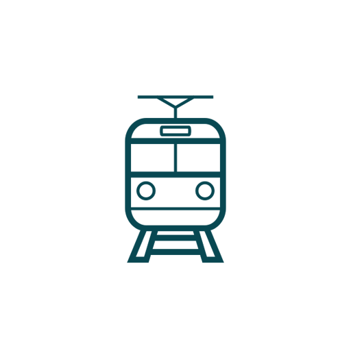 Teal Icon of Electric Train on Tracks