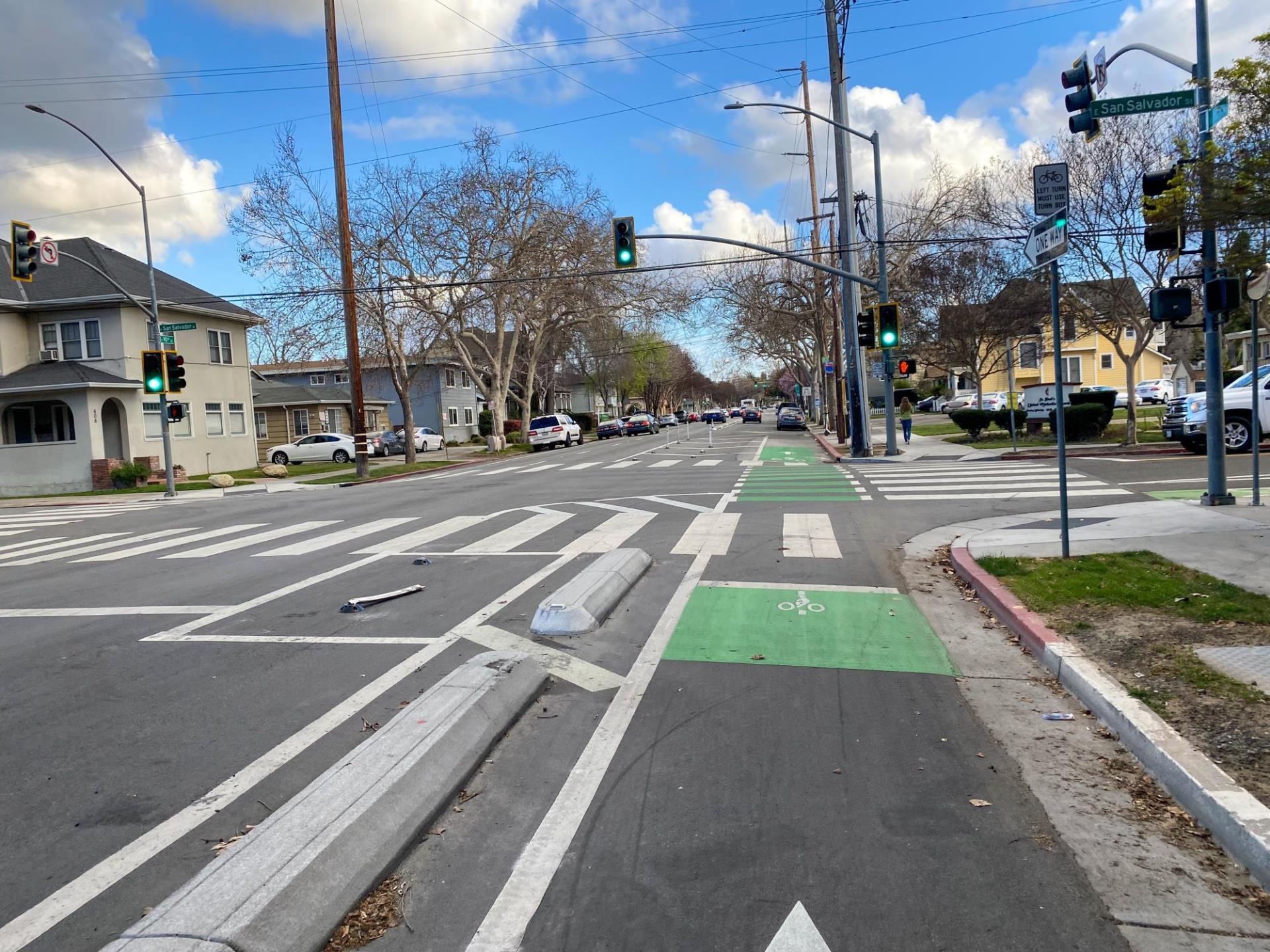 Curb protected bike lane