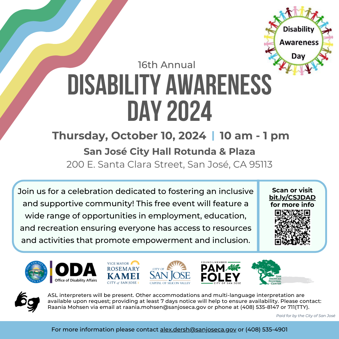 colorful flyer describing details of the disability awareness day event