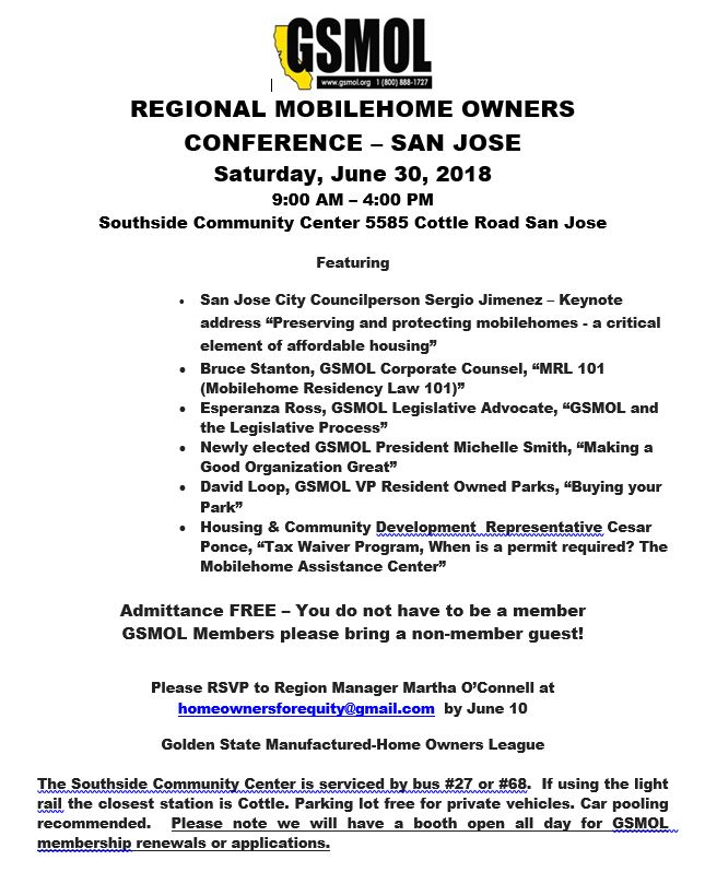 GSMOL Mobilehome Conference Flyer